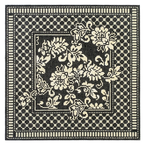 Karen's Damask Pillow Black and Cream 13 mesh
