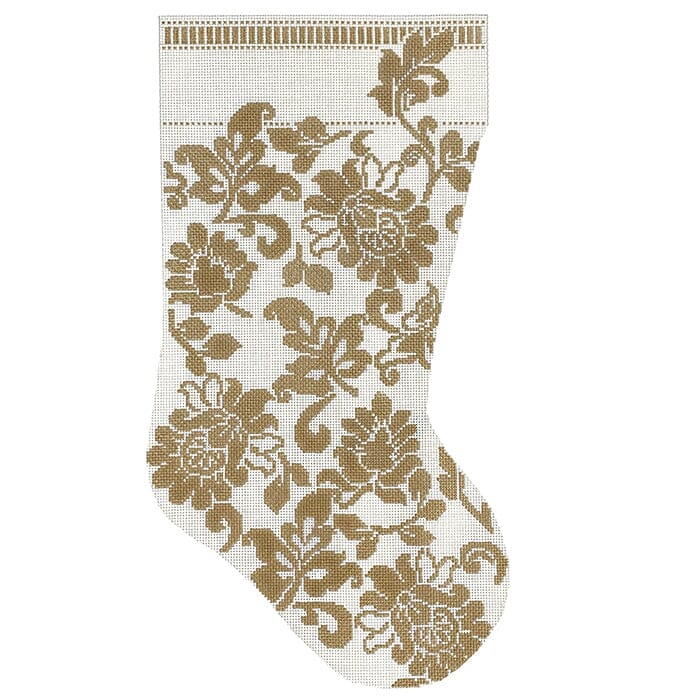 Karen's Damask Stocking - Gold & Ivory on 13