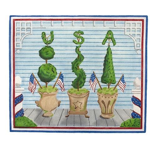 American Front Porch w/ USA Topiaries - Summer
