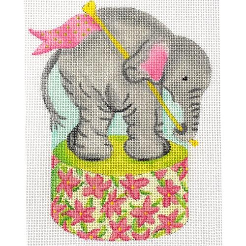 Baby Elephant on Floral Drum