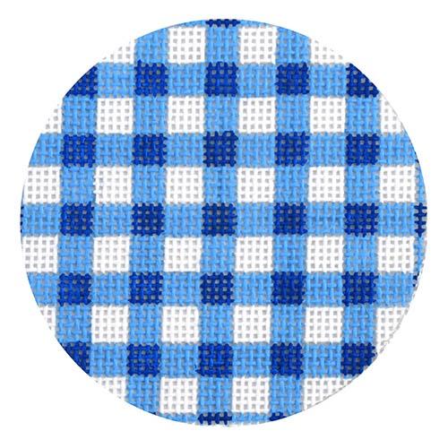 Blue and White Gingham Check Round