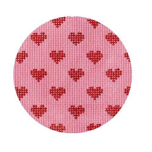 Bright Disk Letter - Allover Red Hearts on Med. Pink