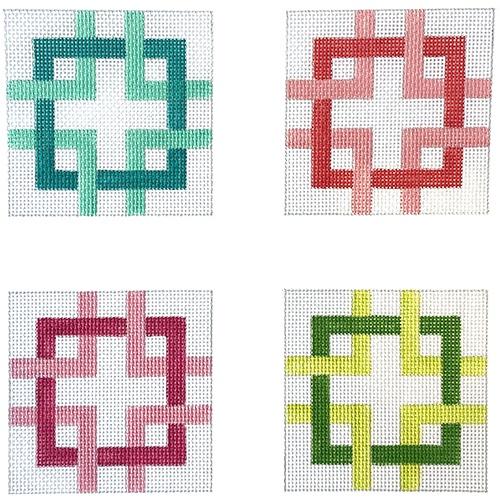 Coasters Set - Interlocking Squares Multi Brights