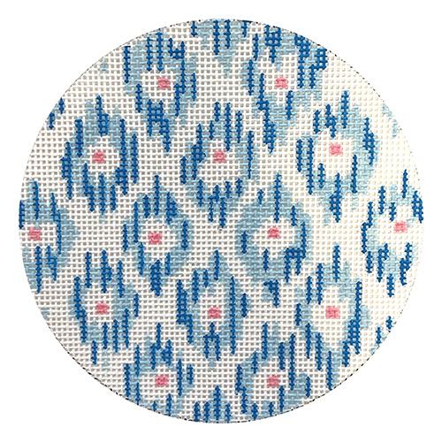 Ikat Soft Blues 4" Round