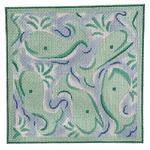 Lilly Letter 5x5 - Whales, Turquoise w/Blues