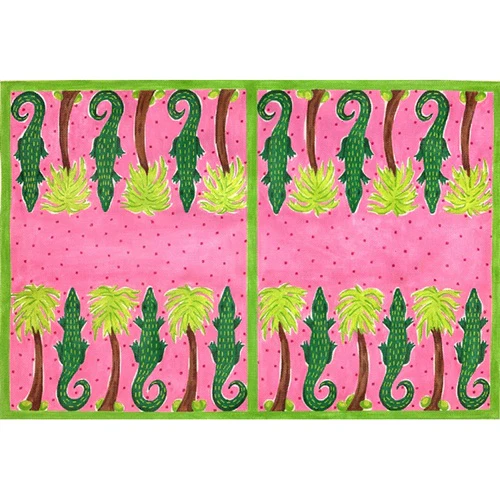Backgammon Board - Lilly Inspired Alligators & Palm Trees