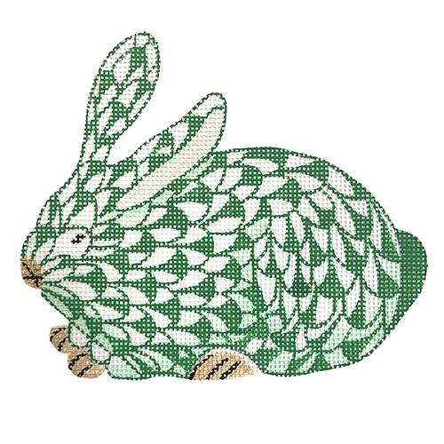 Mini Fishnet Crouching Bunny - Emerald