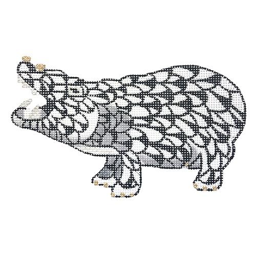 Mini Herend Style Hippo - Black