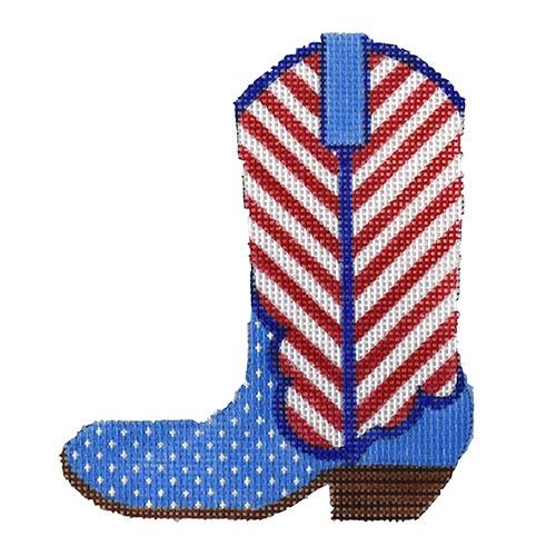 Mini Patriotic Cowgirl Boot - Red Stripes