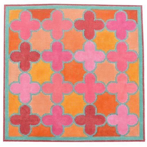 Moroccan Tiles - Pink, Orange, Turquoise Quatrefoils