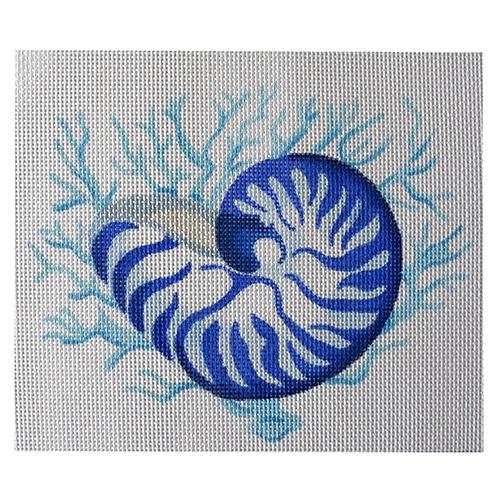 Nautilus Shell on Coral - Blues