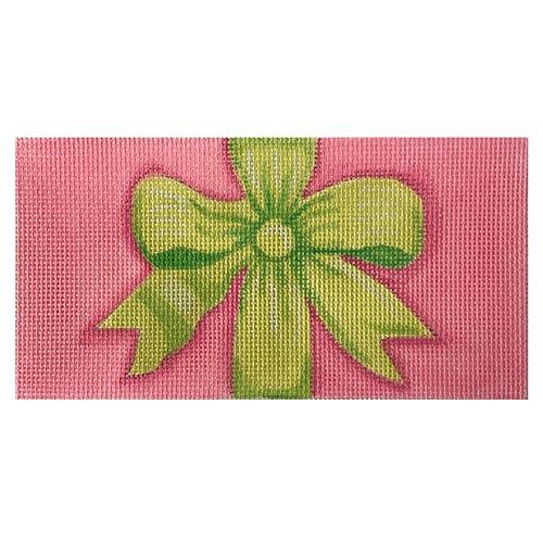 Ribbon and Bow Insert - Lime on Pink