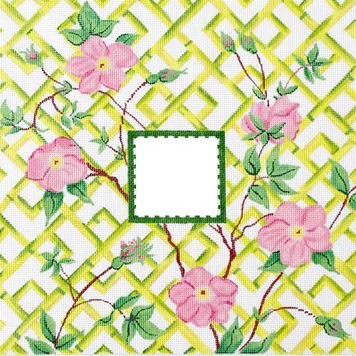 Roses on Bamboo Trellis w/ Single Initial