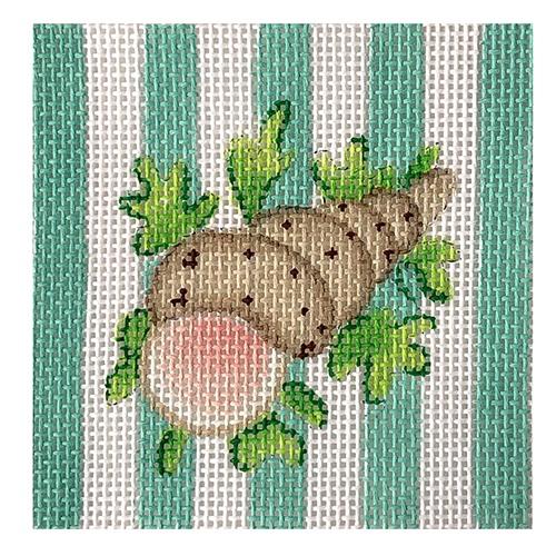 Square 3" Insert - Snail on Aqua Cabana Stripes