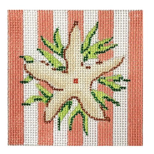 Square 3" Insert - Starfish on Coral Cabana Stripes