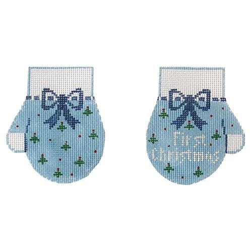 Baby's First Christmas Mittens Blue
