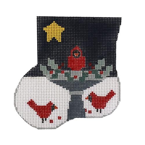 Birdbath with Cardinals Mini Sock
