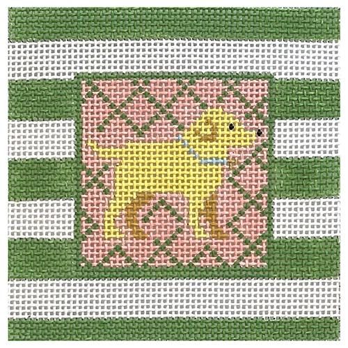 Golden Retriever on Stripes Square