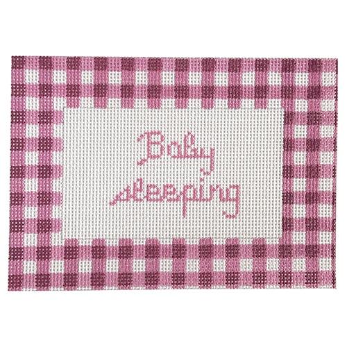 Gingham Baby Sleeping Sign - Pink