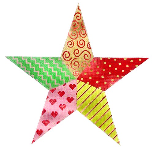 Christmas Tree Topper - Patchwork Star - Bright Traditional Christmas Colors