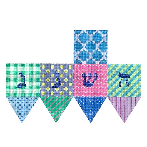 Dreidel - Patchwork of Patterns - Blues, Lavenders, Turquoise