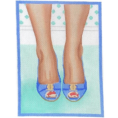 Here's Looking at Shoe - Ferragamo Style Peep Toe Heels - Periwinkle, Gold, Turquoise