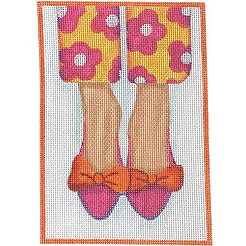 Here's Looking at Shoe - Pointy Flats with Bows - Orange with Hot Pink