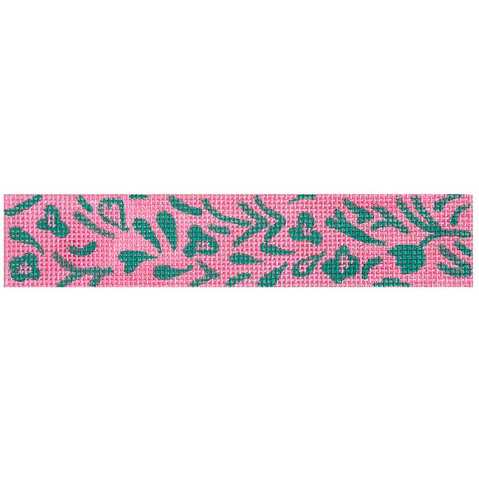 Hawaiian Floral Key Fob - Greens on Pink