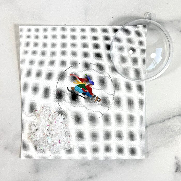 Kids Sledding 3" Round Clear Dome & Confetti