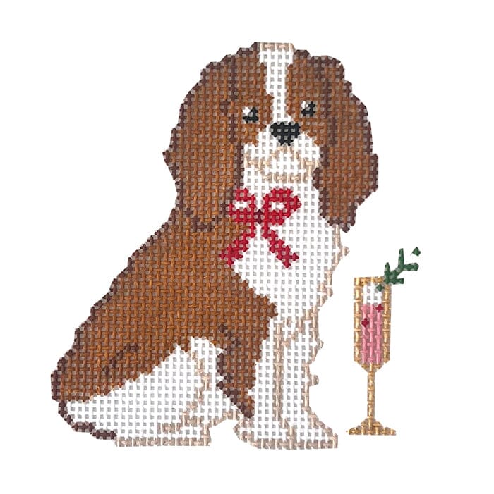King Charles Spaniel with Red Bow