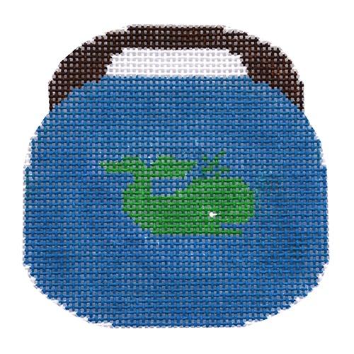 Green Whale on Blue