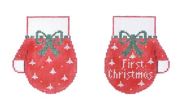First Christmas Mittens - Red w/Green Bow