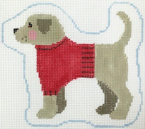 Yellow Lab with Red Sweater