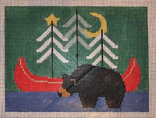 Bear with Red Canoe Pillow