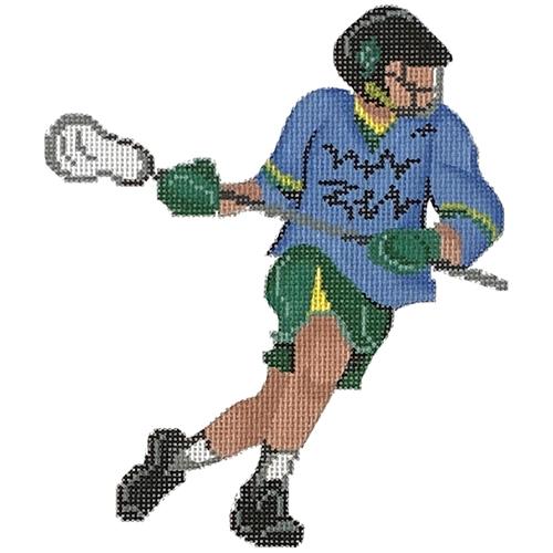 Lacrosse Player - Blue & Green Uniform