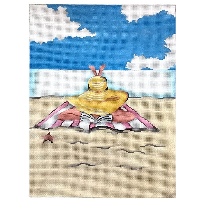 Lady in Hat Reading on the Beach