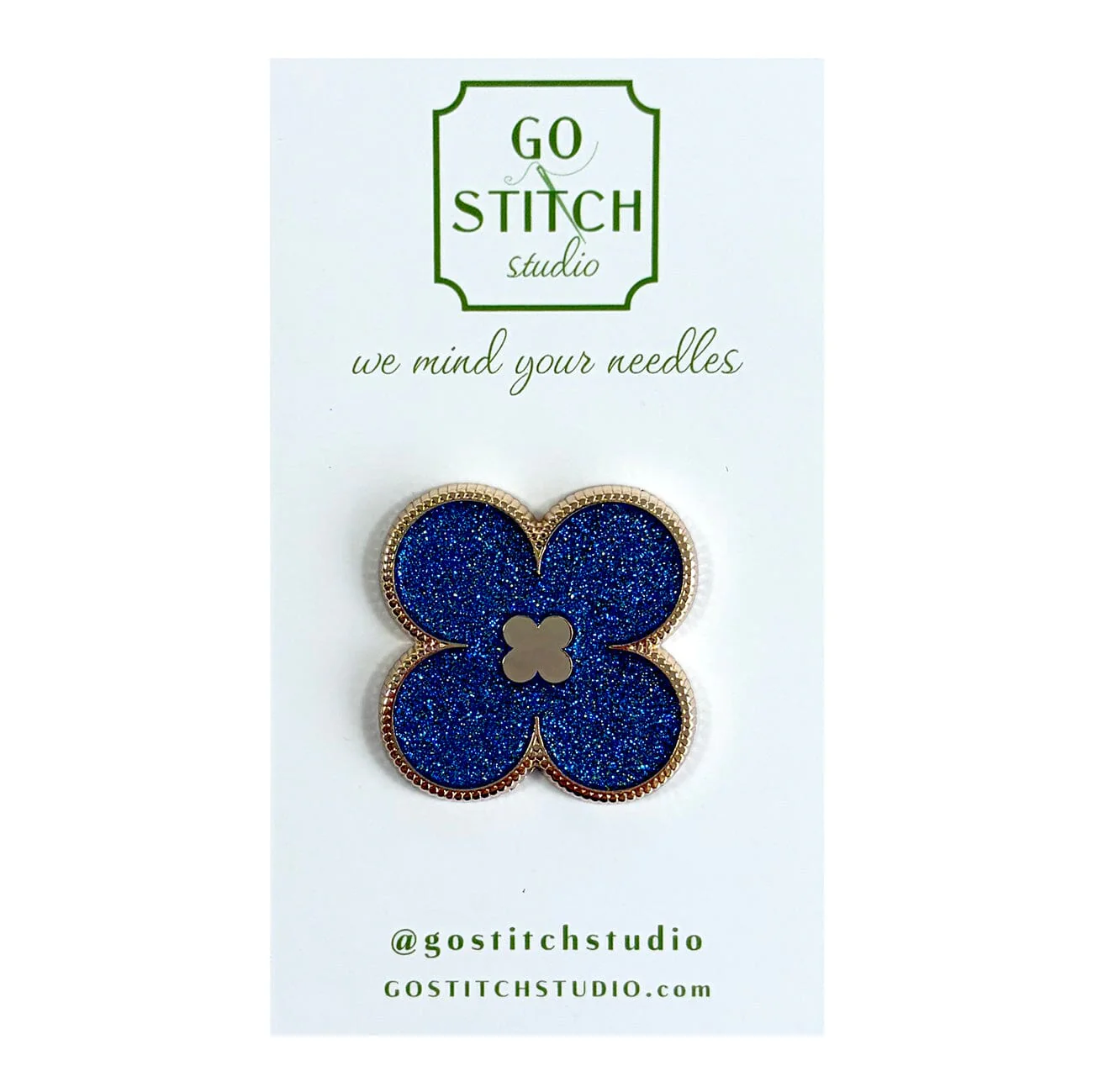 Lapis Lazuli Glitter Clover Needle Minder