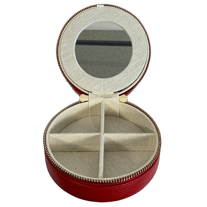 Leather 5" Round Jewelry Box - Red - Image 3