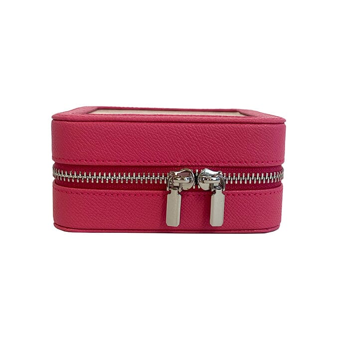Leather 5" Square Jewelry Box - Hot Pink - Image 3