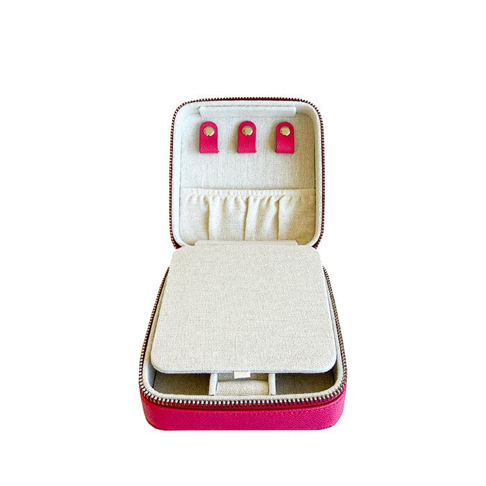 Leather 5" Square Jewelry Box - Hot Pink - Image 4