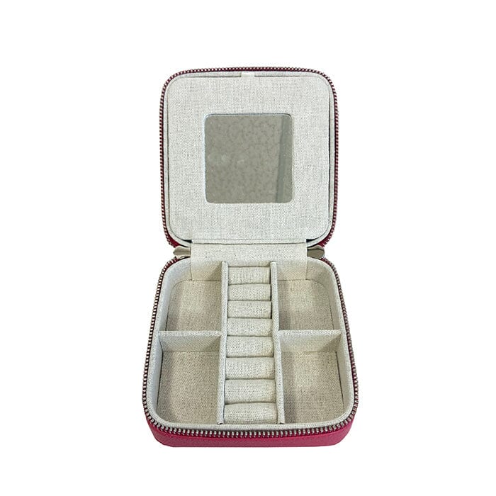 Leather 5" Square Jewelry Box - Hot Pink - Image 5