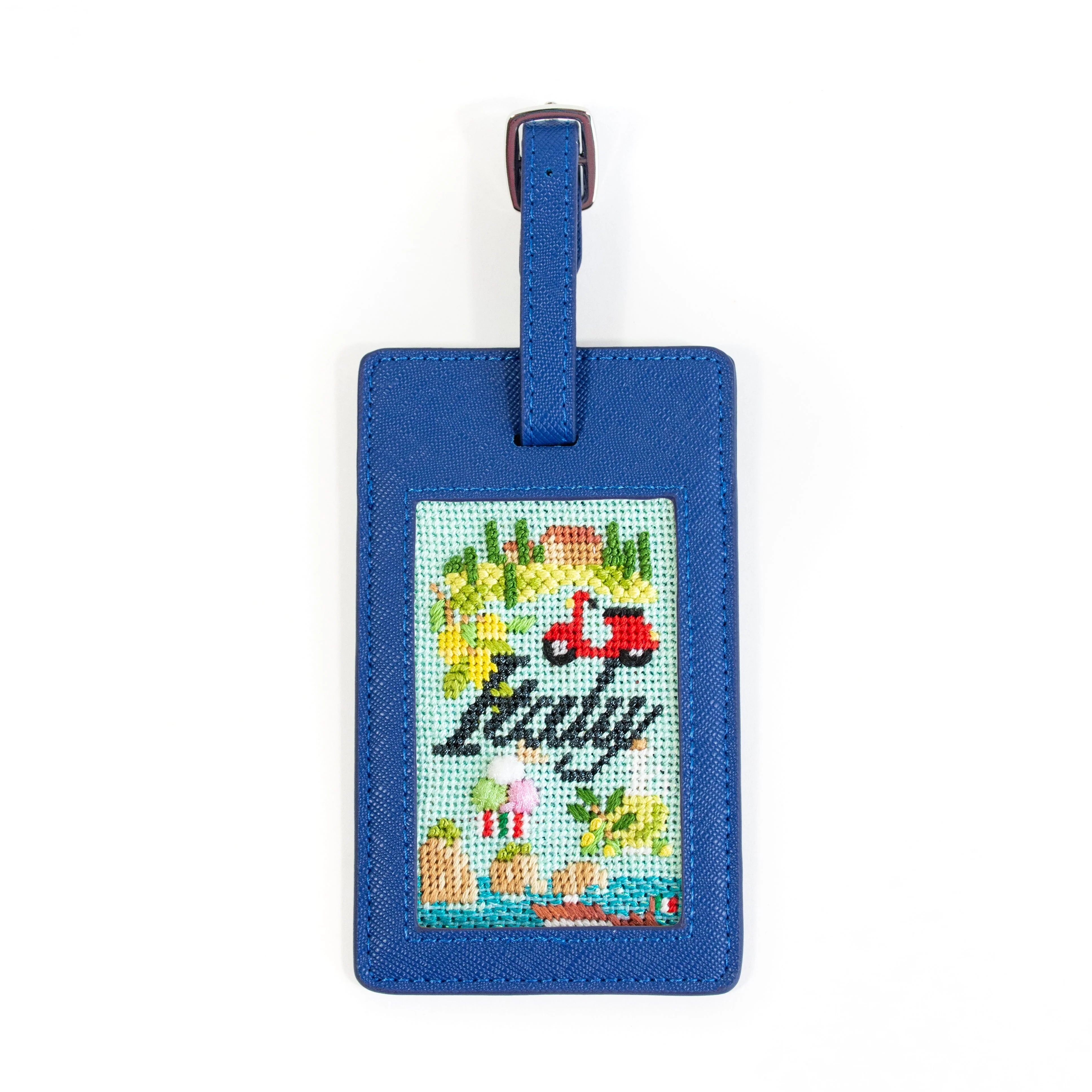 Saffiano Leather Bag Tag - Blue