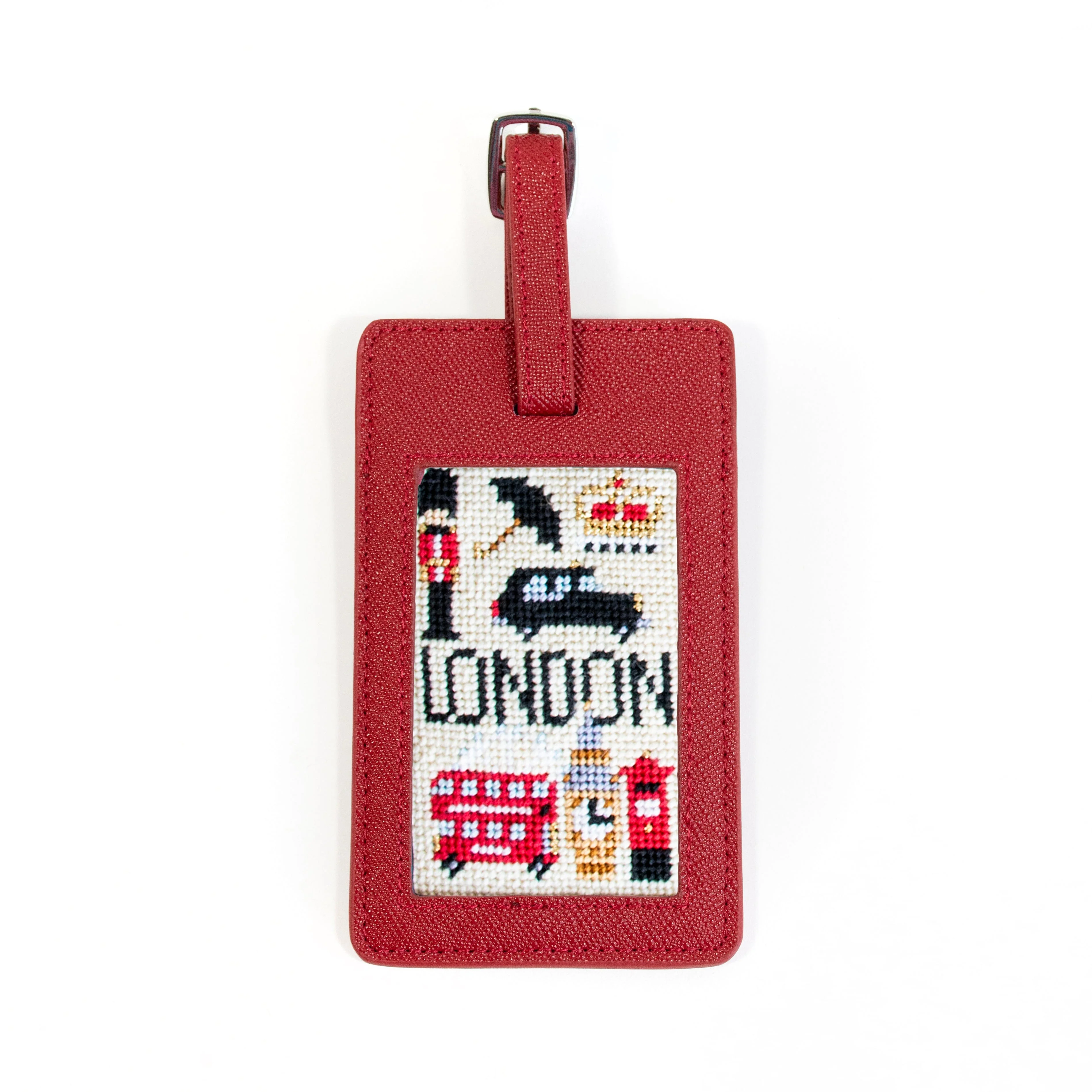 Saffiano Leather Bag Tag - Red