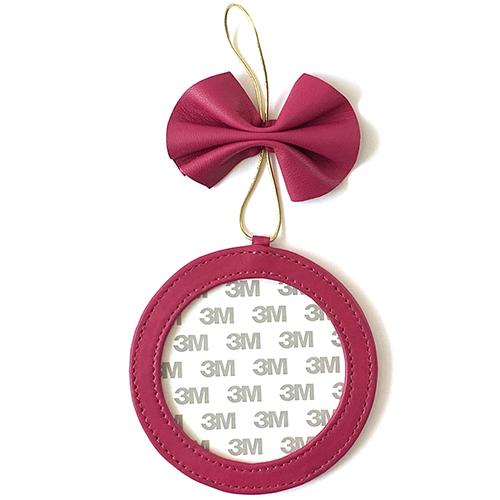 Leather Ornament Holder 4" Round - Hot Pink