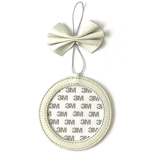 Leather Ornament Holder 4" Round - Ivory