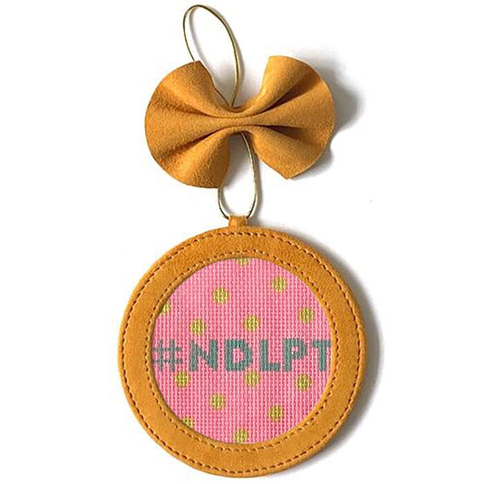 Leather Ornament Holder 4" Round - Mustard