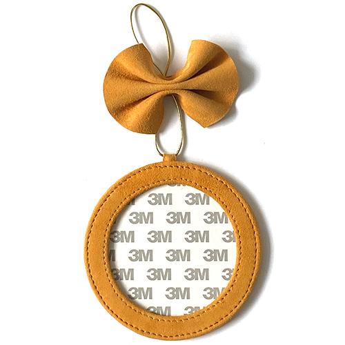 Leather Ornament Holder 4" Round - Mustard - Image 2