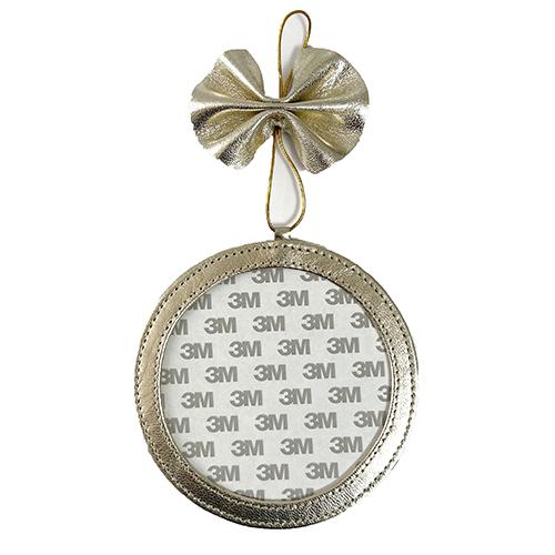 Leather Ornament Holder 5" Round - Gold Metallic - Image 2
