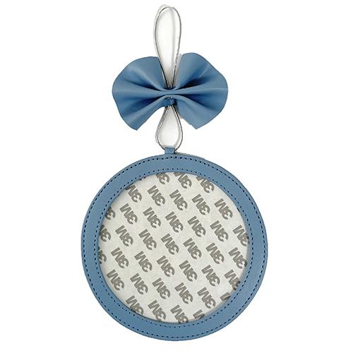 Leather Ornament Holder 5" Round - Light Blue