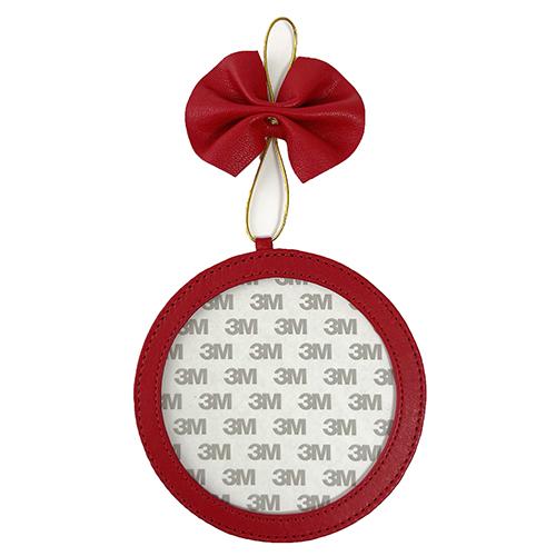 Leather Ornament Holder 5" Round - Red
